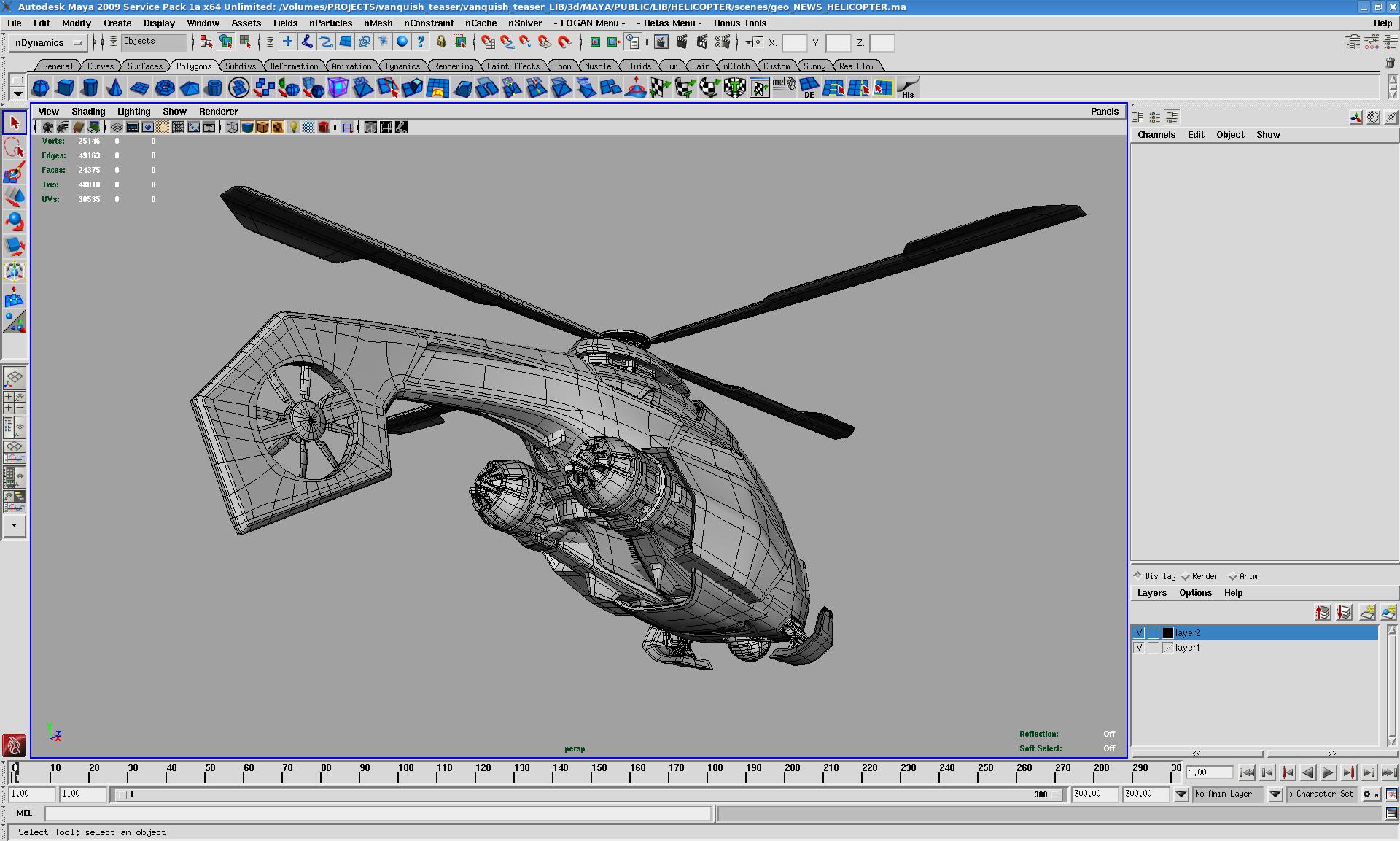 Vanquish - News Helicopter Bottom Wireframe