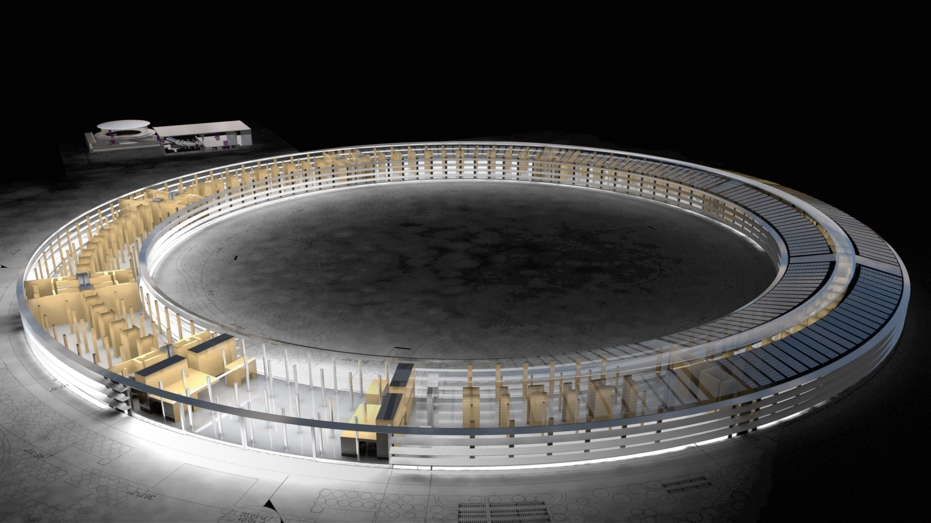 Sunnyside - Apple Park : Maya 3D WIP Night