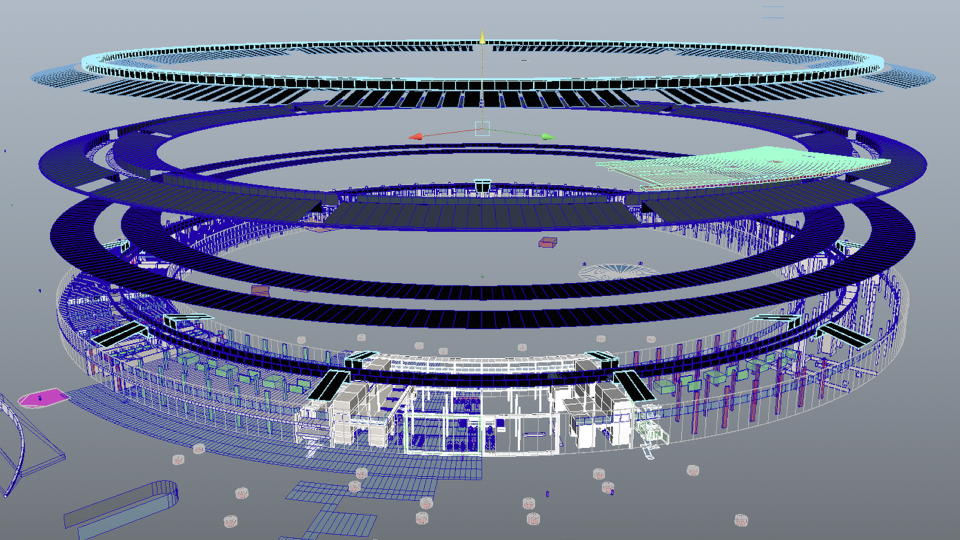 Sunnyside - Apple Park : Maya 3D WIP Wireframe Model 01