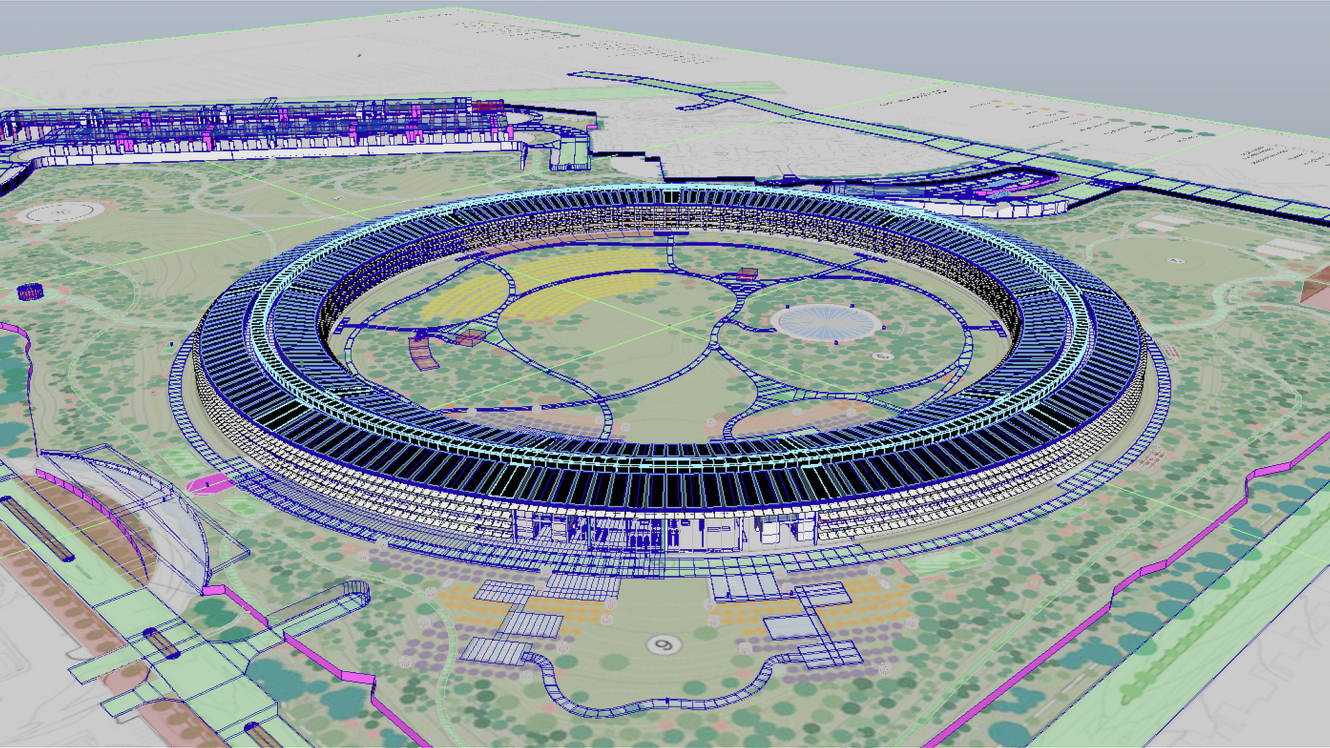 Sunnyside - Apple Park : Maya 3D WIP Wireframe Model 02
