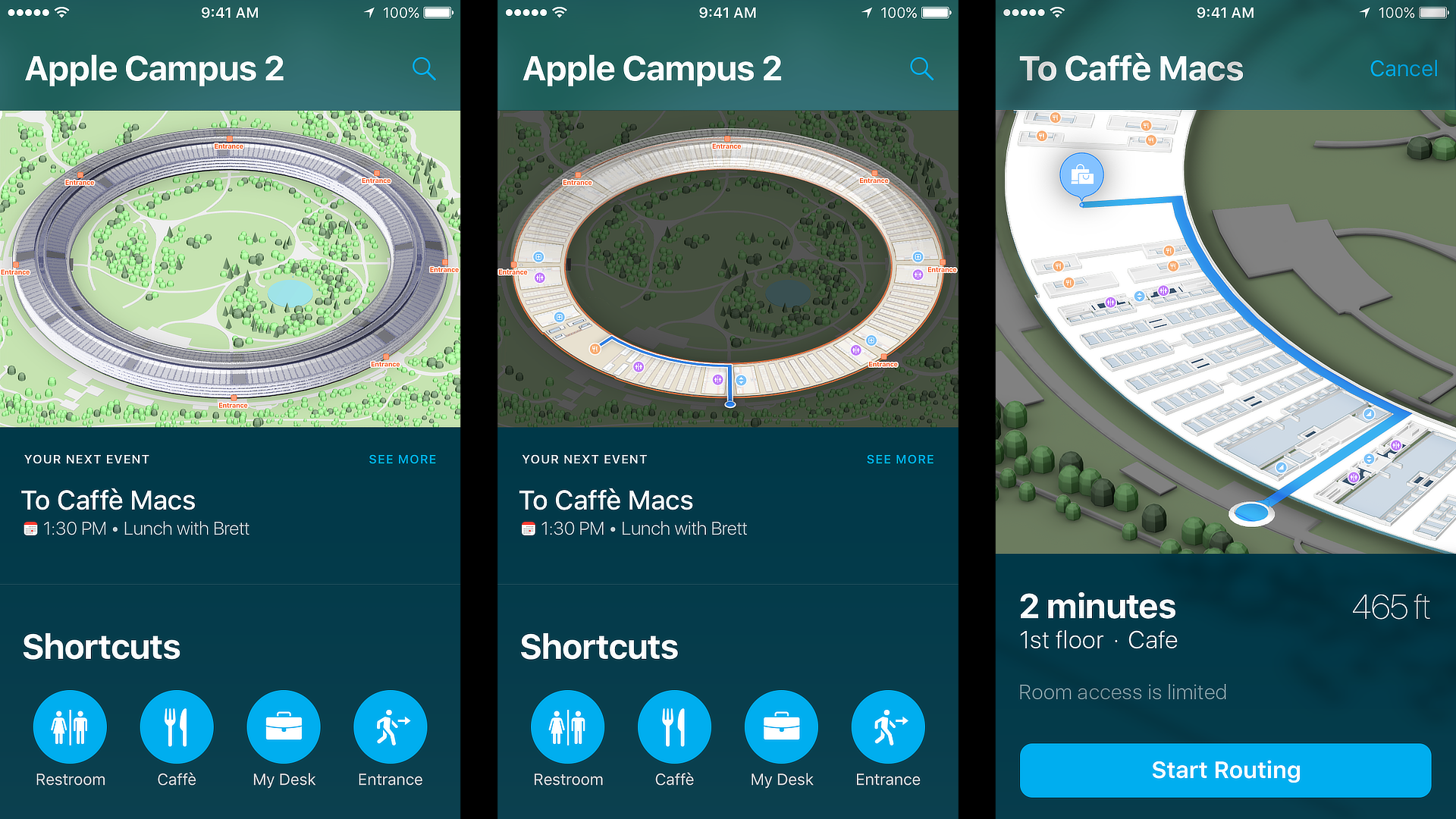 Sunnyside - Apple Park : Indoor Routing UX Mockup