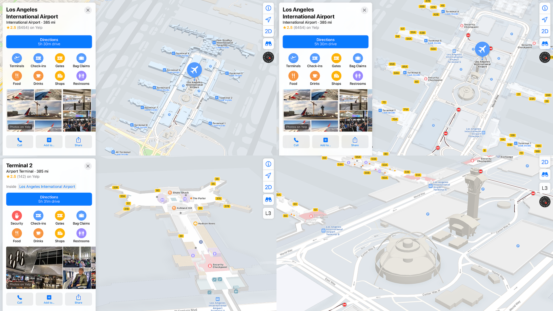 Sunnyside - Apple Maps : 3D Landmarks Los Angeles International Airport (LAX)