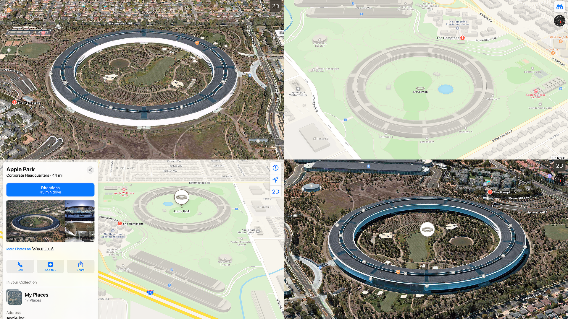 Sunnyside - Apple Park : Apple Maps 3D Flyover View